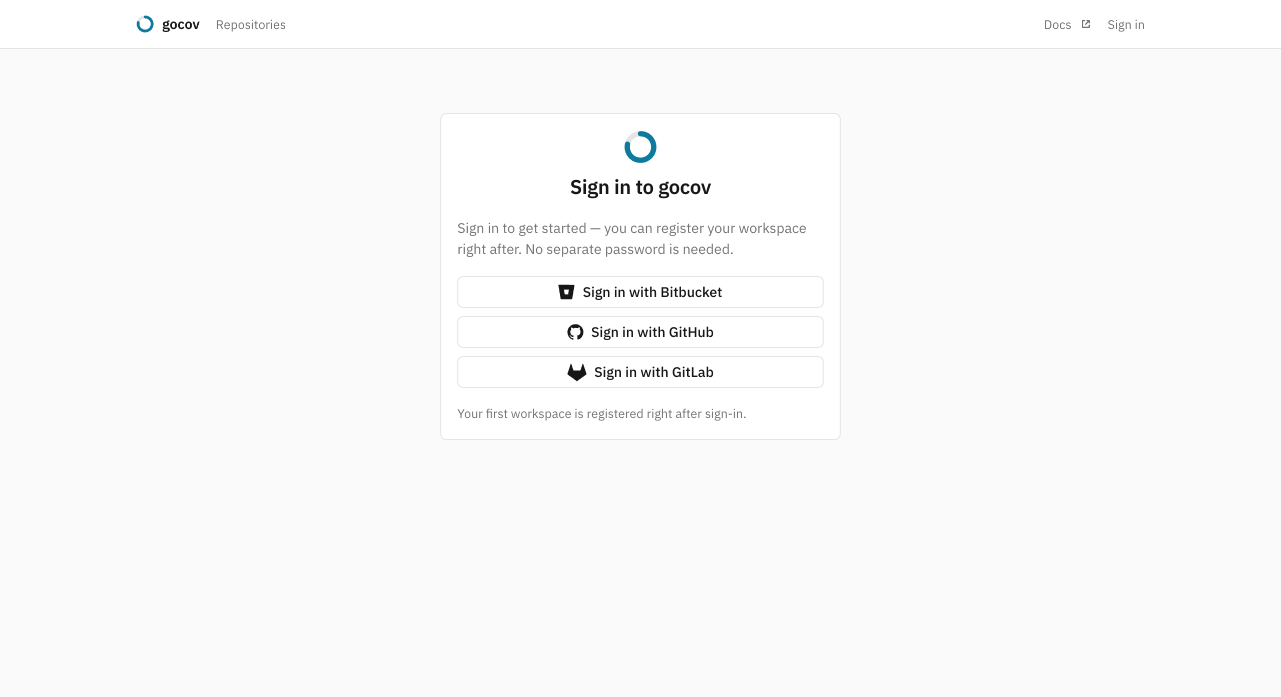 The login page with a sign-in button for each configured forge